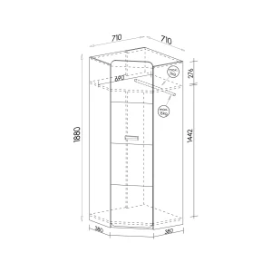 Rohová skriňa Lorento 14 Biely/dub Nasha