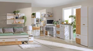 Rohová skriňa Lorento 14 Biely/dub Nasha