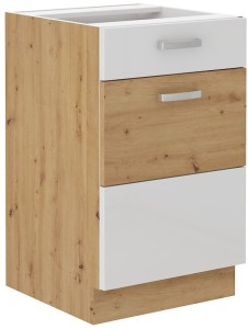ARTISAN HG 50 D 1F 1S Biela/dubová stojaca kuchynská linka so zásuvkou