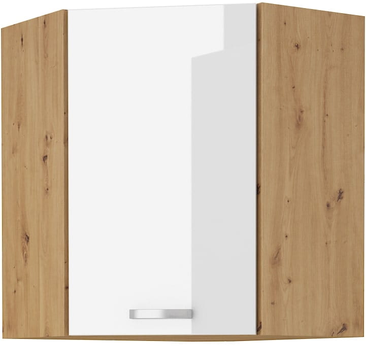 Rohová kuchynská horná skrinka ARTISAN HG 58x58 GN-72 1F Biela/dubová