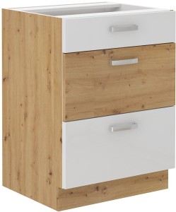Stojaca kuchynská linka so zásuvkami ARTISAN HG 60 D 3S Biela/dubová