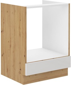 Skrinka pre plynovú rúru ARTISAN HG 60 D Biela/dubová kuchyňa