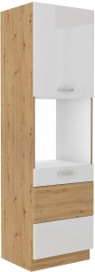Komínová skrinka do kuchyne pod rúru ARTISAN HG 60 DP-210 2F biela/dub