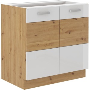 ARTISAN HG 80 D 2F Biela/dubová kuchynská stojanová skrinka
