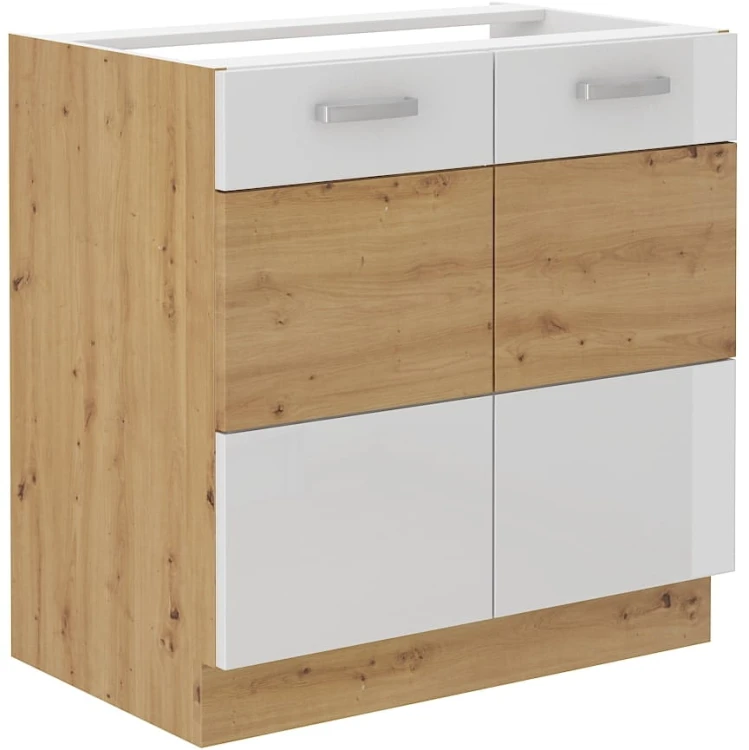 Podomietková kuchynská skrinka ARTISAN HG 80 ZL 2F biela/dub