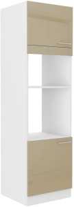 Komínová skrinka do kuchyne pre rúru a mikrovlnnú rúru LARA 60 DPM-210 2F Cappucino/biela
