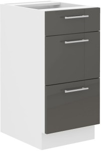 Kuchynská skrinka s 3 zásuvkami LARA 40 D 3S Graphite/Biela