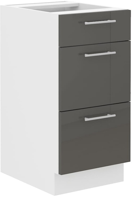 Kuchynská skrinka s 3 zásuvkami LARA 40 D 3S Graphite/Biela