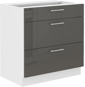 Kuchynská skrinka s 3 zásuvkami LARA 80 D 3S Graphite/Biela