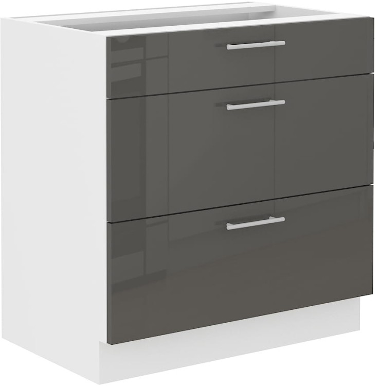 Kuchynská skrinka s 3 zásuvkami LARA 80 D 3S Graphite/Biela