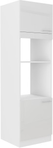 Komínová skrinka do kuchyne pre rúru a mikrovlnnú rúru LARA 60 DPM-210 2F biela/biela