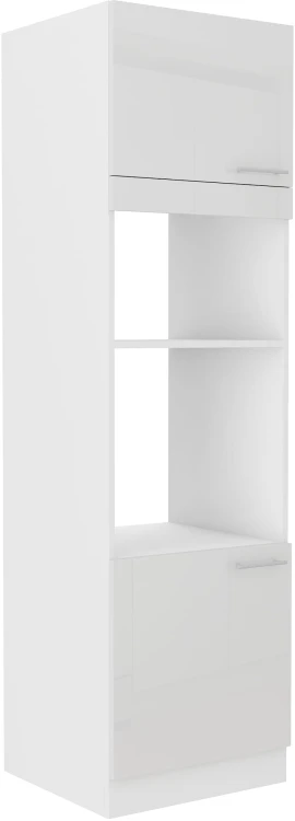 Komínová skrinka do kuchyne pre rúru a mikrovlnnú rúru LARA 60 DPM-210 2F biela/biela