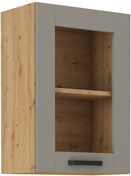 Horná skrinka do kuchyne s vitrínou LUNA 40 GS-72 1F Clay Šedá/Oak Artisan