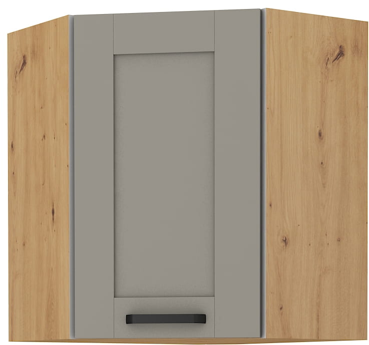 LUNA 58x58 GN-72 1F Clay Šedá/Oak Artisan rohová kuchynská horná skrinka