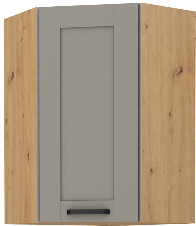 LUNA 58x58 GN-90 1F Clay Šedá/Oak Artisan rohová kuchynská horná skrinka