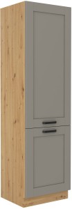 Komínová skrinka do kuchyne LUNA 60 DK-210 2F Clay Šedá/Oak Artisan