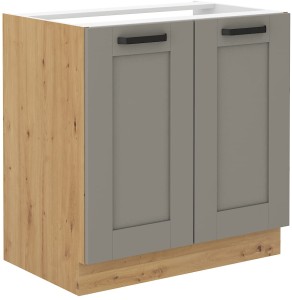 Kuchynská linka pod drez LUNA 80 ZL 2F Clay Šedá/Oak Artisan