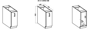 LUNA 30 D CARGO Clay Šedá/Biela Stojaca skrinka do kuchyne
