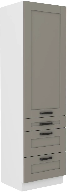 Komínová skrinka do kuchyne s 3 zásuvkami LUNA 60 DKS-210 3S 1F Hlinená sivá/biela