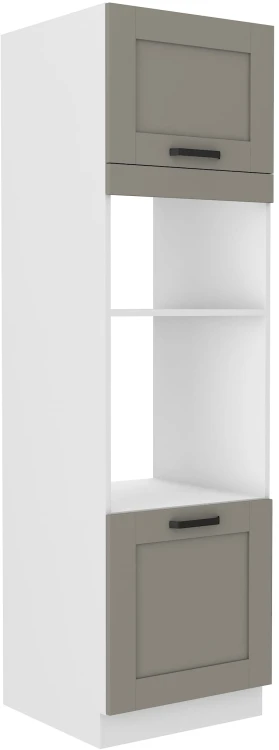 Kuchynská komínová skrinka pre rúru a mikrovlnnú rúru LUNA 60 DPM-210 2F Hlinená sivá/biela
