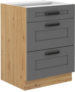 Lavica s 3 zásuvkami LUNA 60 D 3S Šedá/Oak Artisan