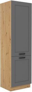 Komínová skrinka do kuchyne LUNA 60 DK-210 2F Šedá/Oak Artisan