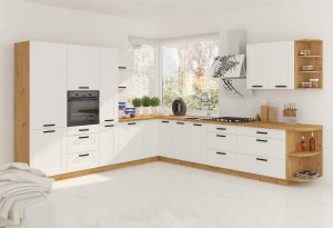 Komínová skrinka do kuchyne s 3 zásuvkami LUNA 60 DPS-210 3S 1F Šedá/Oak Artisan