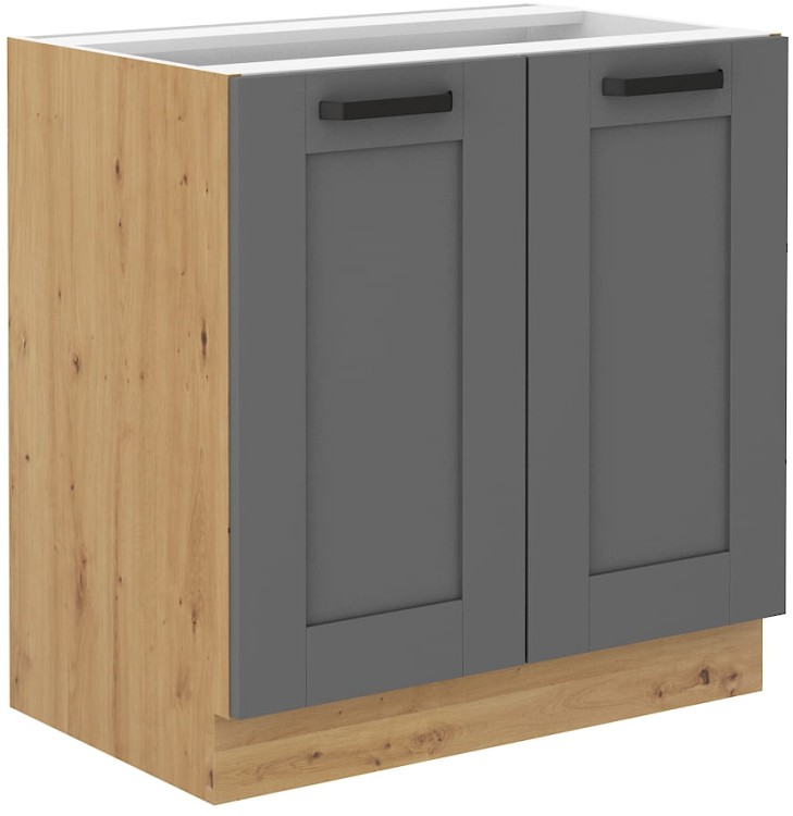LUNA 80 D 2F BB Sivá/dubová Artisan stojaca kuchynská linka