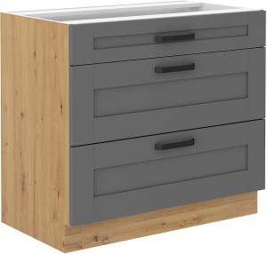 Lavica s 3 zásuvkami LUNA 80 D 3S Šedá/Oak Artisan