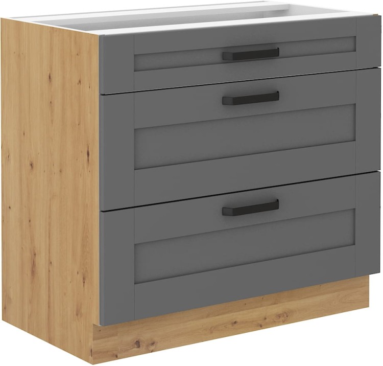 Lavica s 3 zásuvkami LUNA 80 D 3S Šedá/Oak Artisan