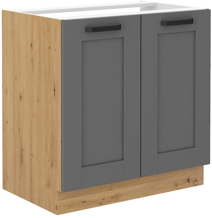 Kuchynská skrinka LUNA 80 ZL 2F Šedá/Oak Artisan
