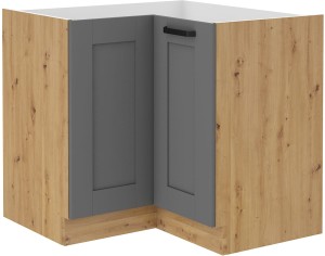 LUNA 89x89 DN 1F Sivá/dubová rohová kuchynská linka Artisan