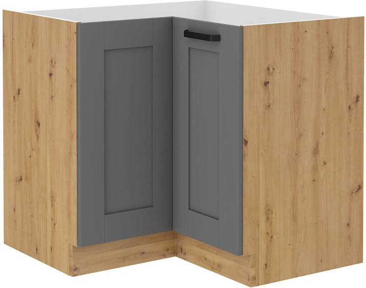 LUNA 89x89 DN 1F Sivá/dubová rohová kuchynská linka Artisan