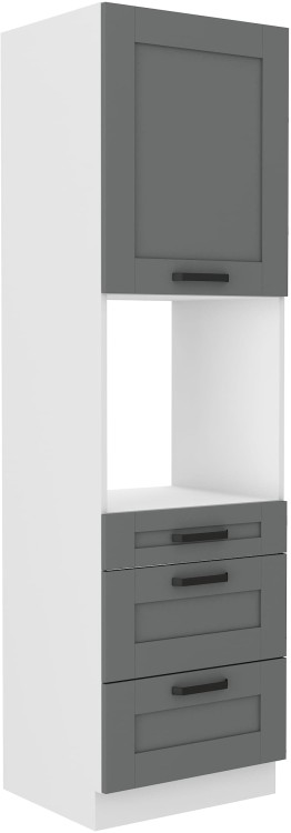 Komínová skrinka pre kuchynskú rúru s 3 zásuvkami LUNA 60 DPS-210 3S 1F Sivá/biela