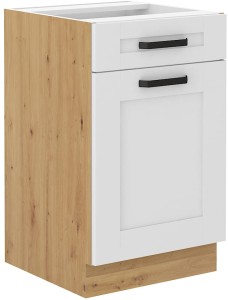 Kuchynská stojanová skrinka so zásuvkou LUNA 50 D 1D 1S Biela/Oak Artisan