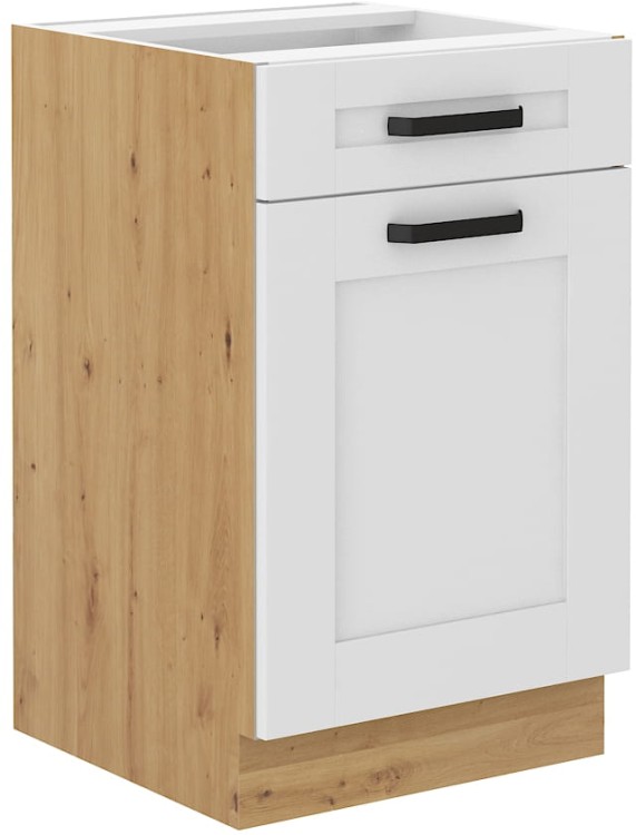 Kuchynská stojanová skrinka so zásuvkou LUNA 50 D 1D 1S Biela/Oak Artisan