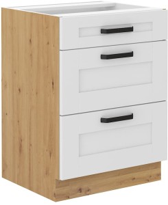 Lavica s 3 zásuvkami LUNA 60 D 3S biela/dub Artisan