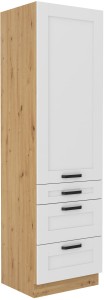 Komínová skrinka do kuchyne s 3 zásuvkami LUNA 60 DKS-210 3S 1F biela/dub Artisan