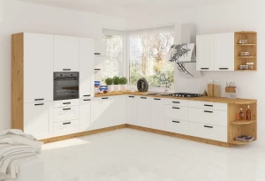 Kuchynská komínová skrinka pre rúru a mikrovlnnú rúru LUNA 60 DPM-210 2F Biela/Oak Artisan