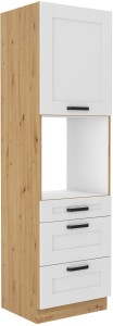Komínová skrinka do kuchyne s 3 zásuvkami LUNA 60 DPS-210 3S 1F Biela/Oak Artisan
