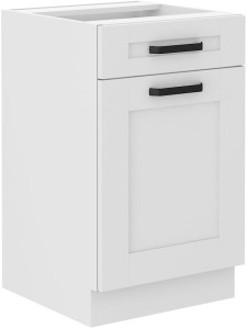 Kuchynská stojanová skrinka so zásuvkou LUNA 50 D 1D 1S biela/biela