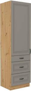 Komínová skrinka do kuchyne so zásuvkami STILO 60 DKS-210 3S 1F Clay Šedá/Artisan Oak