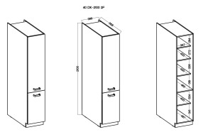 Komínová skrinka do kuchyne STILO 40 DK-210 2 F Hlinená sivá/biela