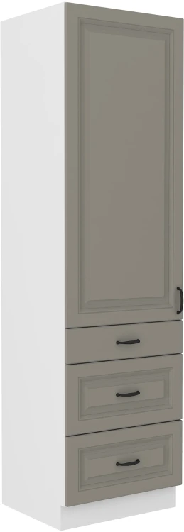 Komínová skrinka do kuchyne so zásuvkami STILO 60 DKS-210 3S 1F Hlinená sivá/biela