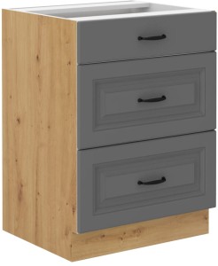 Kuchynská skrinka so zásuvkami STILO 60 D 3S Šedá/Oak Artisan