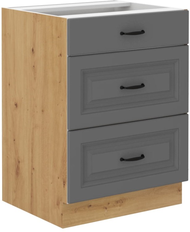 Kuchynská skrinka so zásuvkami STILO 60 D 3S Šedá/Oak Artisan