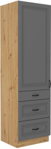 Komínová skrinka do kuchyne so zásuvkami STILO 60 DKS-210 3S 1F Šedá/Oak Artisan