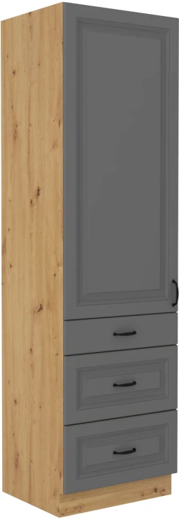Komínová skrinka do kuchyne so zásuvkami STILO 60 DKS-210 3S 1F Šedá/Oak Artisan