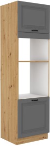 Komínová skrinka pre rúru a mikrovlnnú rúru STILO 60 DPM-210 2F Šedá/Oak Artisan kitchen
