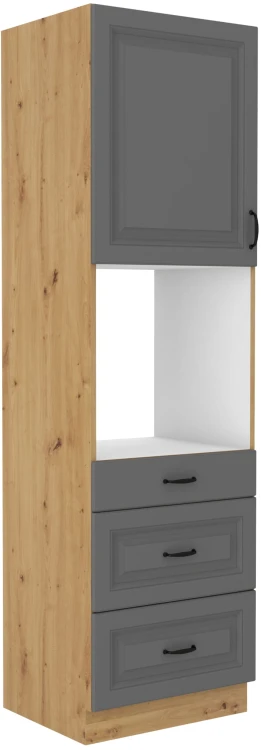 Komínová skrinka do kuchyne so zásuvkami STILO 60 DPS-210 3S 1F Šedá/Oak Artisan